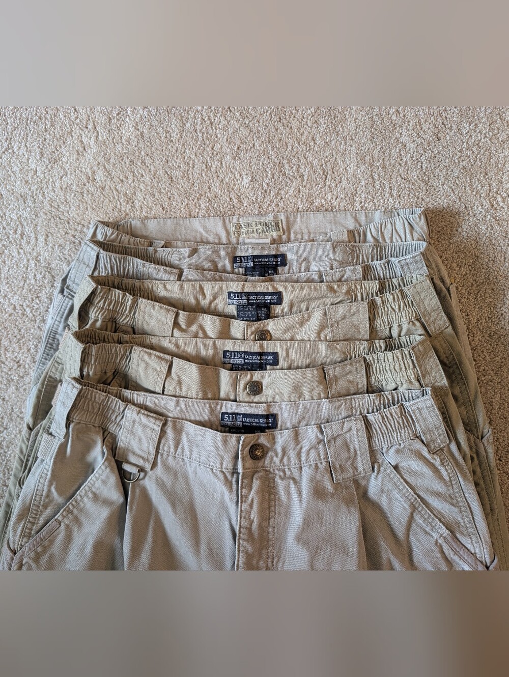 Lot 5 pairs 5.11 Tactical Task Force Field Gear Tan Beige Utility Work Pants